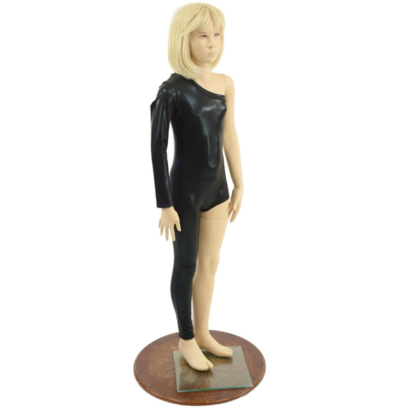 Girls Asymmetrical Black Mystique Catsuit - Coquetry Clothing