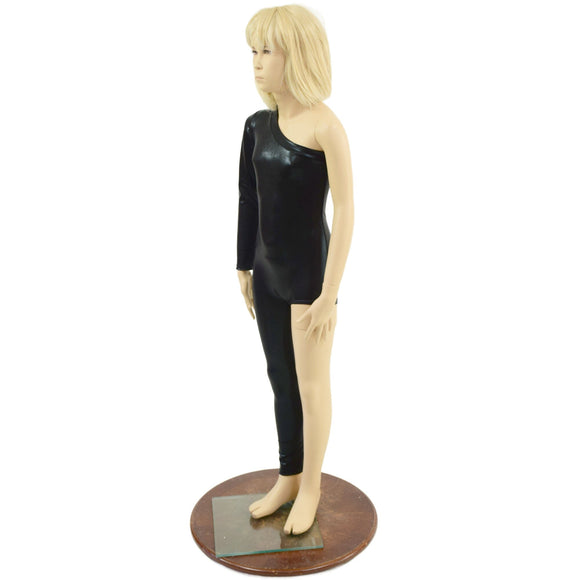 Girls Asymmetrical Black Mystique Catsuit - Coquetry Clothing