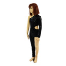 Girls Asymmetrical Black Mystique Catsuit with Cutout - Coquetry Clothing