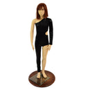 Girls Asymmetrical Black Mystique Catsuit with Cutout - Coquetry Clothing