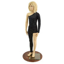 Girls Asymmetrical Star Noir Catsuit with Cutout - Coquetry Clothing