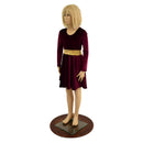 Girls Burgundy and Gold Velvet Skater Dress - Coquetry Clothing