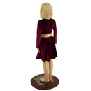 Girls Burgundy and Gold Velvet Skater Dress - Coquetry Clothing