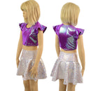 Girls Flip Sleeve Crop Top in Plumeria - Coquetry Clothing