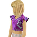 Girls Flip Sleeve Crop Top in Plumeria - Coquetry Clothing