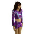 Girls High Waist Brief Cut Hip Ruffle Shorts and Sharp Shoulder Crop Top Set - Coquetry Clothing
