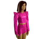 Girls High Waist Brief Cut Hip Ruffle Shorts and Sharp Shoulder Crop Top Set - Coquetry Clothing