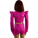 Girls High Waist Brief Cut Hip Ruffle Shorts and Sharp Shoulder Crop Top Set - Coquetry Clothing