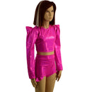 Girls High Waist Brief Cut Hip Ruffle Shorts and Sharp Shoulder Crop Top Set - Coquetry Clothing