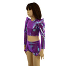 Girls High Waist Brief Cut Hip Ruffle Shorts and Sharp Shoulder Crop Top Set - Coquetry Clothing