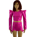 Girls High Waist Brief Cut Hip Ruffle Shorts and Sharp Shoulder Crop Top Set - Coquetry Clothing