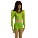 Girls High Waist Brief Cut Hip Ruffle Shorts and Sharp Shoulder Crop Top Set - Coquetry Clothing