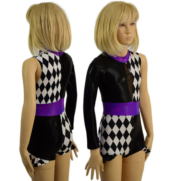 Girls Keyhole Romper with Quad Color Blocking, and One Sleeve - Coquetry Clothing