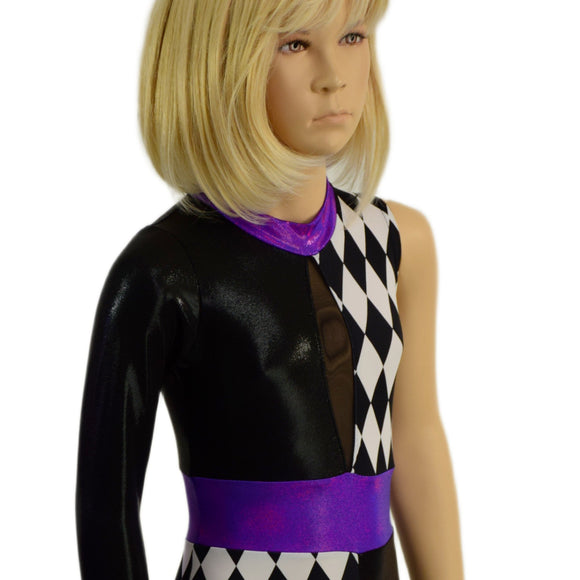 Girls Keyhole Romper with Quad Color Blocking, and One Sleeve - Coquetry Clothing