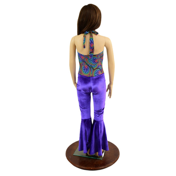 Girls Monroe Style Bell Bottom, Tie Back Halter Catsuit - Coquetry Clothing