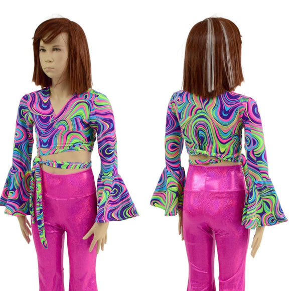 Girls Neon Glow Worm Wrap n Tie Top - Coquetry Clothing