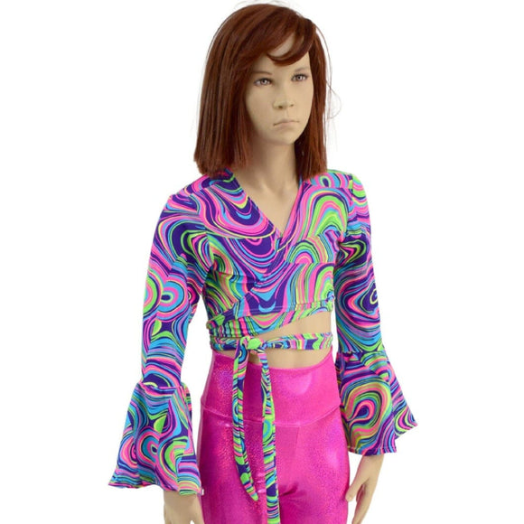 Girls Neon Glow Worm Wrap n Tie Top - Coquetry Clothing