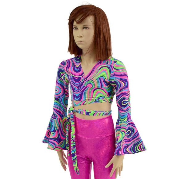 Girls Neon Glow Worm Wrap n Tie Top - Coquetry Clothing