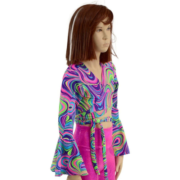 Girls Neon Glow Worm Wrap n Tie Top - Coquetry Clothing