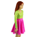 Girls Neon Pink and Green Skater Dress - 2