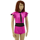 Girls Neon Pink Romper with Inset Keyhole and Mesh Waistband - Coquetry Clothing