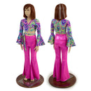 Girls Neon Pink Solar Flares & Glow Worm Wrap n Tie Top Set - Coquetry Clothing