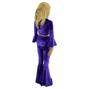 Girls Purple Velvet Trumpet Sleeve Crop & Bell Bottom Flares Set - Coquetry Clothing