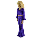 Girls Purple Velvet Trumpet Sleeve Crop & Bell Bottom Flares Set - Coquetry Clothing