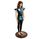 Girls Scarab Catsuit with Mesh Legs, and Inset Mesh Keyhole - Coquetry Clothing