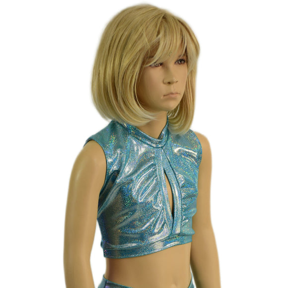 Girls Seafoam Keyhole Crop Top - Coquetry Clothing