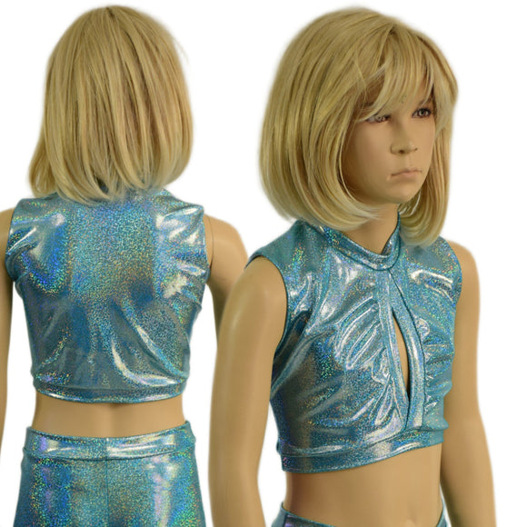 Girls Seafoam Keyhole Crop Top - Coquetry Clothing
