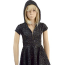Girls Star Noir Skater Dress with Hood and Zipper - Coquetry Clothing