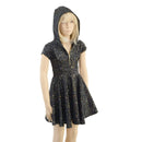 Girls Star Noir Skater Dress with Hood and Zipper - Coquetry Clothing