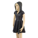 Girls Star Noir Skater Dress with Hood and Zipper - Coquetry Clothing