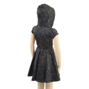 Girls Star Noir Skater Dress with Hood and Zipper - Coquetry Clothing