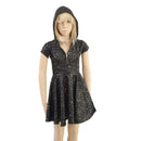 Girls Star Noir Skater Dress with Hood and Zipper - Coquetry Clothing