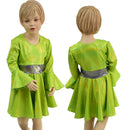 Girls Trumpet Sleeve Skater Dress in Neon Lime - Coquetry Clothing