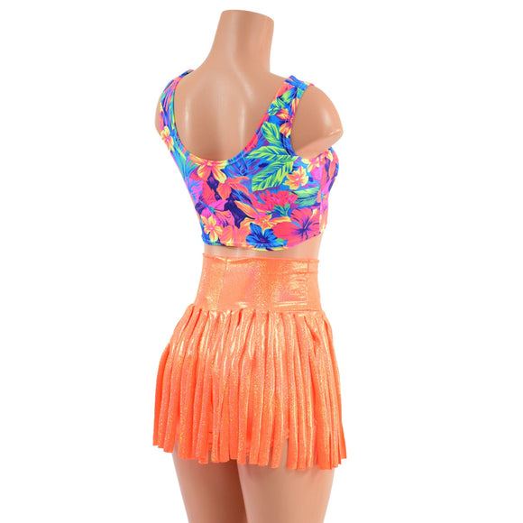 Gladiator Fringe High Waist Shorts & Lace Up Mini Tank Set - Coquetry Clothing