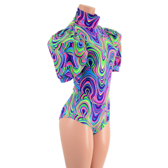 Glow Worm Romper with Cuffed Victoria Puffed Sleeves - Coquetry Clothing
