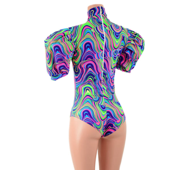 Glow Worm Romper with Cuffed Victoria Puffed Sleeves - Coquetry Clothing