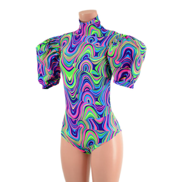 Glow Worm Romper with Cuffed Victoria Puffed Sleeves - Coquetry Clothing