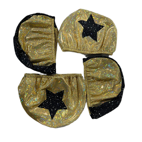 Gold and Black Pivot and Jammer Roller Derby Helmet Covers - Coquetry Clothing