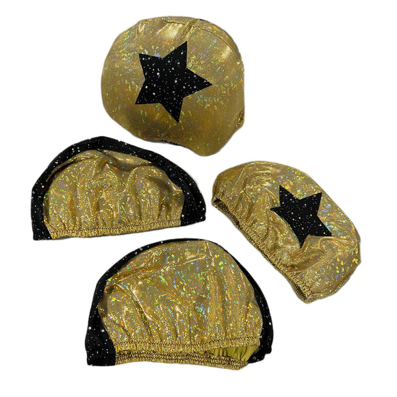 Gold and Black Pivot and Jammer Roller Derby Helmet Covers - Coquetry Clothing