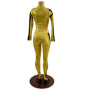 Gold and Black Side Paneled Set (Leggings & Crop Top) - Coquetry Clothing