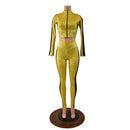 Gold and Black Side Paneled Set (Leggings & Crop Top) - Coquetry Clothing
