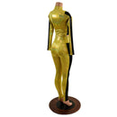 Gold and Black Side Paneled Set (Leggings & Crop Top) - Coquetry Clothing