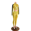 Gold and Black Zip Away Set (Leggings & Crop Top) - Coquetry Clothing