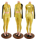Gold and Black Zip Away Set (Leggings & Crop Top) - Coquetry Clothing