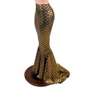 Gold Dragon Scale High Waist Mermaid Skirt with Puddle Train - Coquetry Clothing