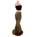 Gold Dragon Scale High Waist Mermaid Skirt with Puddle Train - Coquetry Clothing